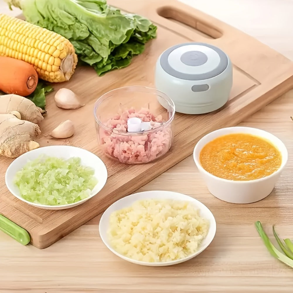 Electric Garlic Chopper & Mini Food Processor ¨C Rechargeable USB Portable Garlic Mincer with 2-Cup Container | Multi-Function Meat Grinder Vegetable Chopper Kitchen Gadget for Garlic Onion Ginger