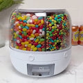 Candy Dispenser Storage Box Large Capacity, Sealed Smart Partition Container for Small Candies, Grain, Flour & Pet Food ¡ª Kids Candy Organizer for Halloween, Christmas & Holiday Gifting | White