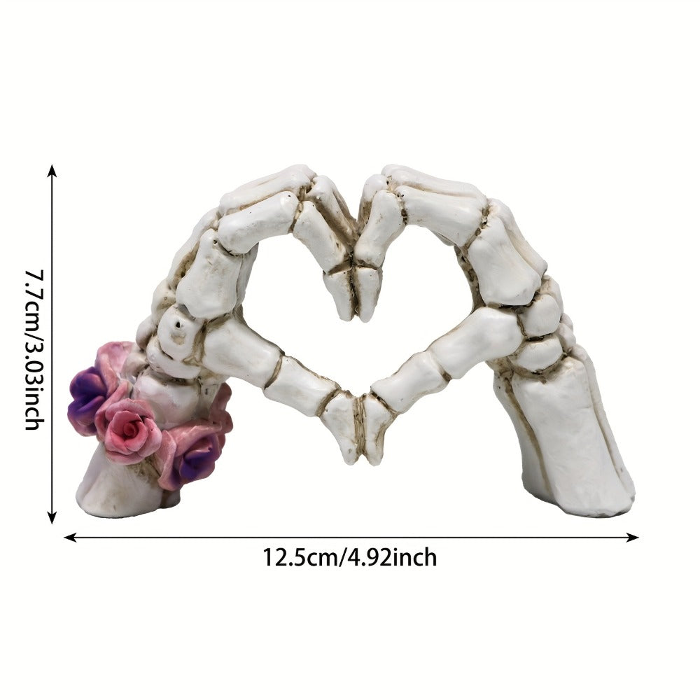 Skull Heart Hand Resin Statue - Gothic Desktop Decoration Modern Art Sculpture for Home Decor, Halloween Decor, Office & Shelf Display, Unique Gift for Art Lovers & Gothic Decor Enthusiasts