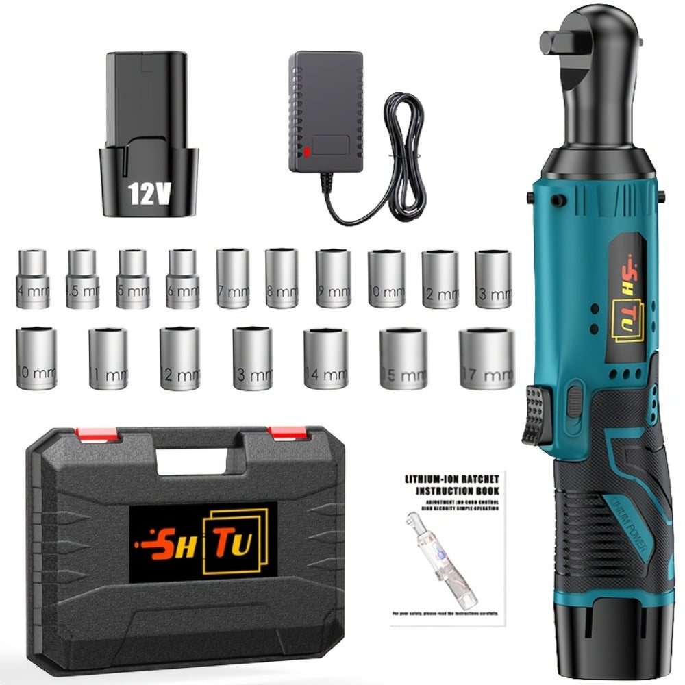 12V Brushless Electric Ratchet Wrench Set with Battery & Quick Charger ¨C Wireless Car Repair Tool Kit for Home & Auto, Holiday Gift for Men