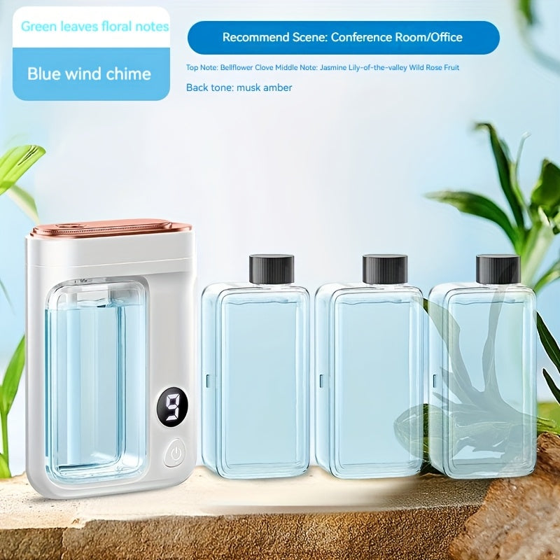 Essential Oil Aromatherapy Diffuser Set ¨C Mini Humidifier with 7 Spray Levels, 1/4/8 Hour Timer, 5.07oz Capacity, Room Decor Scent Diffuser with Hilton, Gardenia, Ocean & Shangri-La Oils