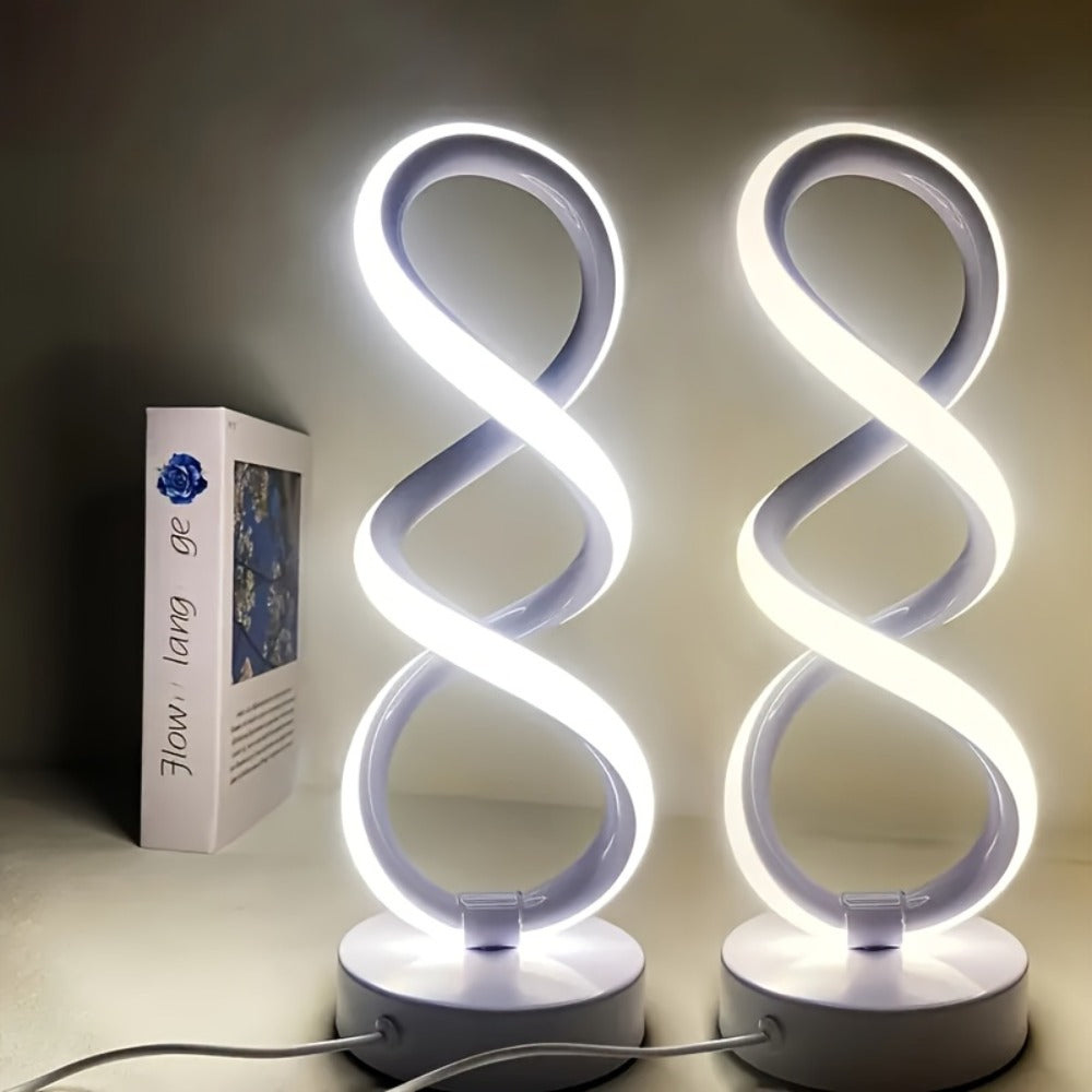 Spiral LED Table Lamp, Dimmable Push Button Control Desk Light for Bedroom Living Room Office, Modern Metal Base Indoor Accent Lamp, Unique Spiral Design Home Decor Gift for Christmas Birthday Valentine