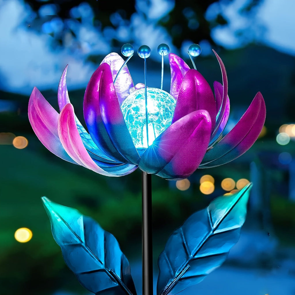 Solar Outdoor Windmill Light Rotating Garden Stake | Color Changing LED | Waterproof Solar Garden Light | Spinning Windmill Lamp for Patio Lawn Yard Pathway Decoration | Purple Blue