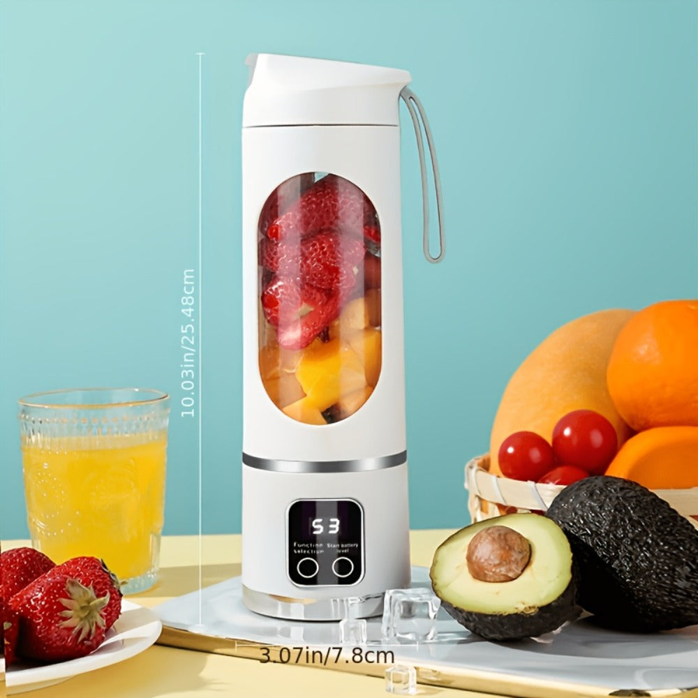 Portable USB Rechargeable Blender with LED Display ¨C 15oz Personal Smoothie Blender for Shakes, Milkshakes & Fresh Juice, Compact Mini Blender for Home Gym Office & Travel, BPA-Free Cup
