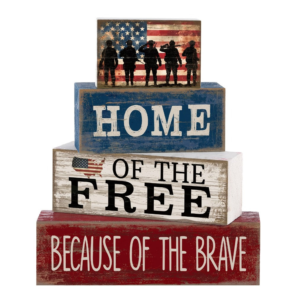 4th of July Tiered Tray Decor ¨C Patriotic Wooden Table Centerpiece with American Flag Signs for Independence Day, Memorial Day & Rustic Farmhouse Home Decor