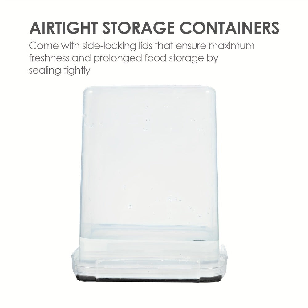 Large Airtight Pantry Canisters 4 Pack - BPA-Free Plastic Food Storage Containers with Lids for Flour Sugar Rice Cereal and Baking Supplies, 176oz 5.2L Clear Stackable Kitchen Canister Set with Measuring Cups and Chalkboard Labels