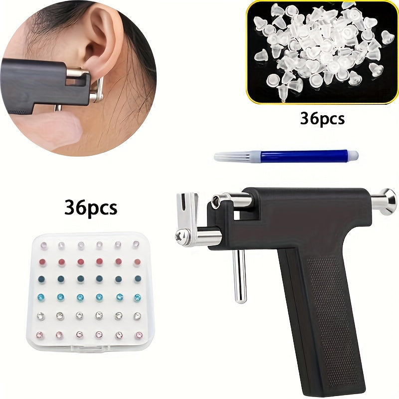 Ear Piercing Tool Set Reusable - Safe Ear Piercing Kit with Ear Studs, Professional Piercing Gun for Home & Salon Use, Unisex, Hypoallergenic Ear Studs Included, Multiple Combination Options