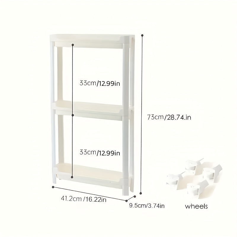 Behind Door Storage Rack, Multi-Layer Slim Organizer for Bathroom & Kitchen, Space Saving Over Door Shelf, Narrow Cabinet Rack with Fixed Hook, Plastic Stackable Storage