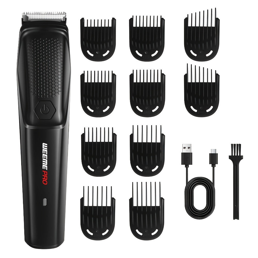 Beard Trimmer for Men - Professional Hair Clipper Electric Razor Zero Gapped T-Blade Edger Liner Cordless Rechargeable Mustache Trimmer Grooming Kit for Body Face Neck Black
