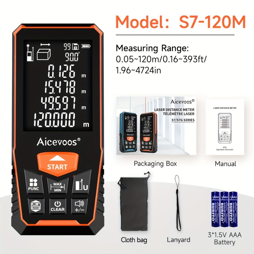 Digital Laser Rangefinder 50M 70M 100M 120M Laser Distance Meter Tape Measure Range Finder for Construction DIY Outdoor Contractor Gift