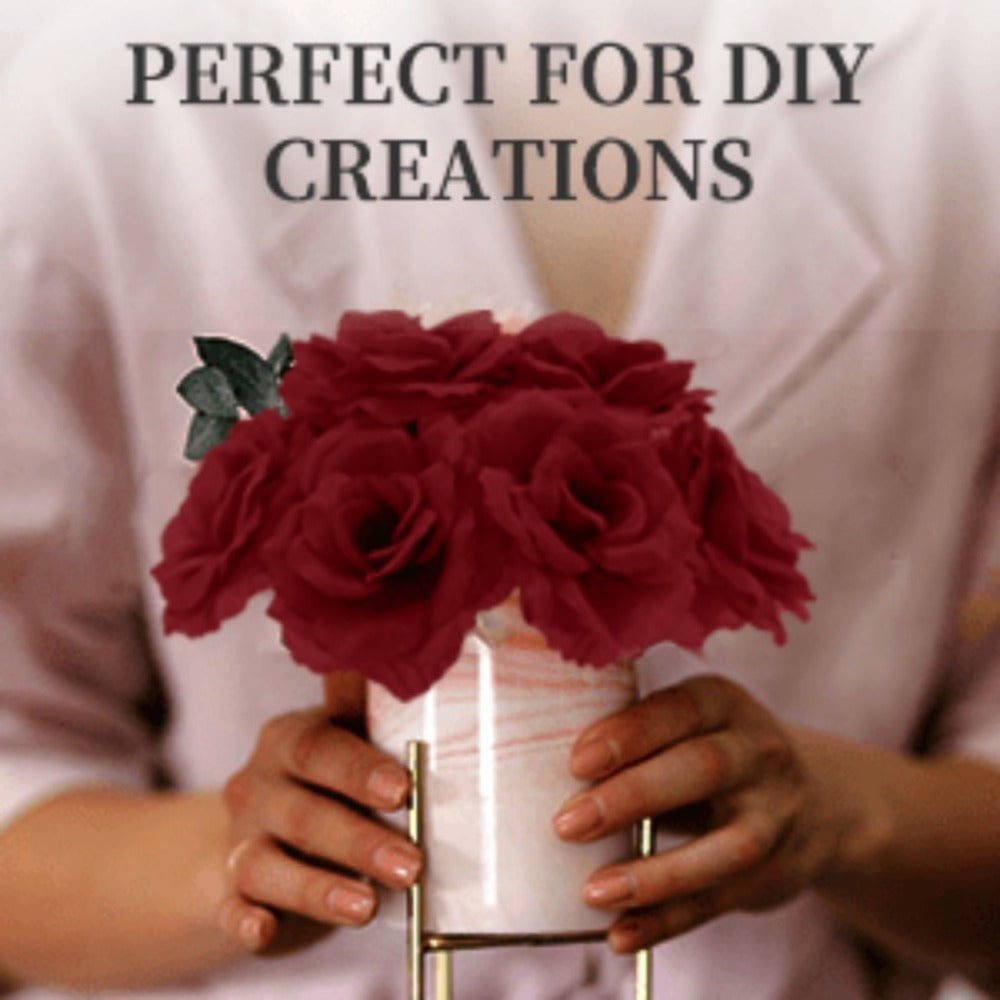 Silk Artificial Roses 50pcs with Stems | 3 Inch Flower Head Detachable DIY Fake Roses | Wedding Bouquet Valentine's Day Home Decor in Black Red Wine Red