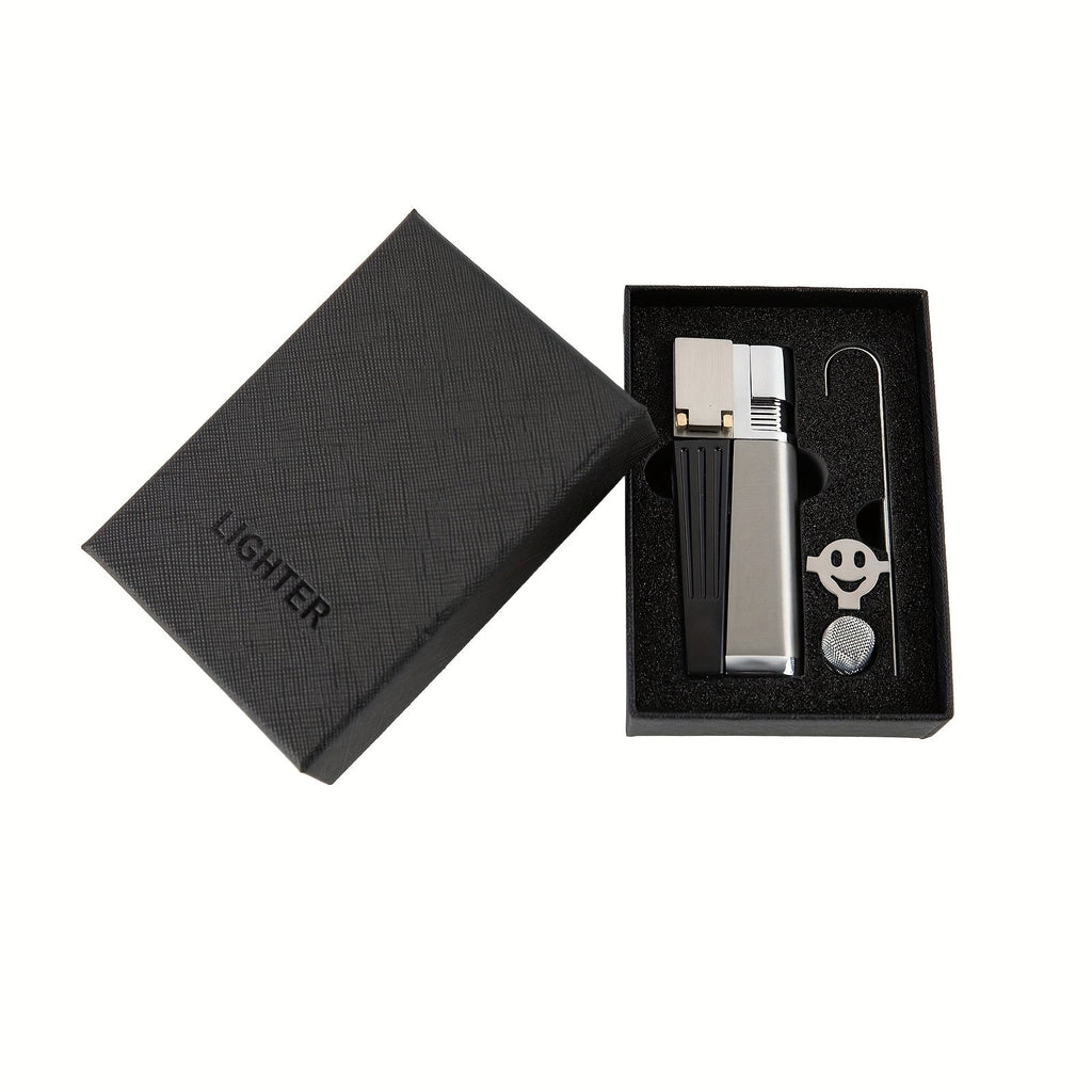 Folding Pipe Lighter Refillable 2-in-1 with Adjustable Flame, Metal-Crafted Durable Design, Gift Box Included ¨C Windproof Butane Lighter for Men, Outdoor, Christmas & Valentine¡¯s Day Gift