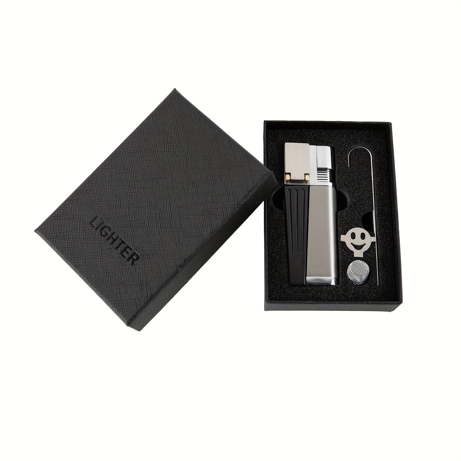Folding Pipe Lighter Refillable 2-in-1 with Adjustable Flame, Metal-Crafted Durable Design, Gift Box Included ¨C Windproof Butane Lighter for Men, Outdoor, Christmas & Valentine¡¯s Day Gift