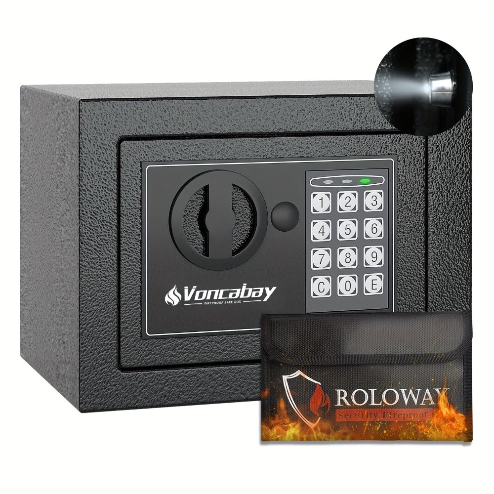 Fireproof Safe Box with Keyboard Lock ¨C ROLOWAY Home & Office Security Safe with Fireproof Bag, Multiple Sizes, Black & Pink Options