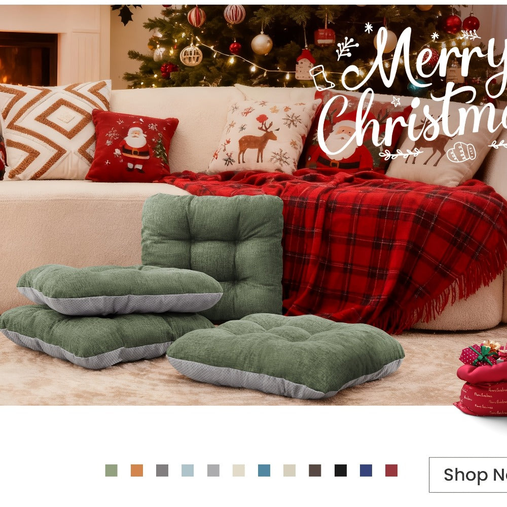 Memory Foam Chair Cushions Set of 4 ¨C Kitchen Chair Pads with Non-Slip Backing & Ties, 500GSM Thick Seat Cushions for Dining Chairs Indoor