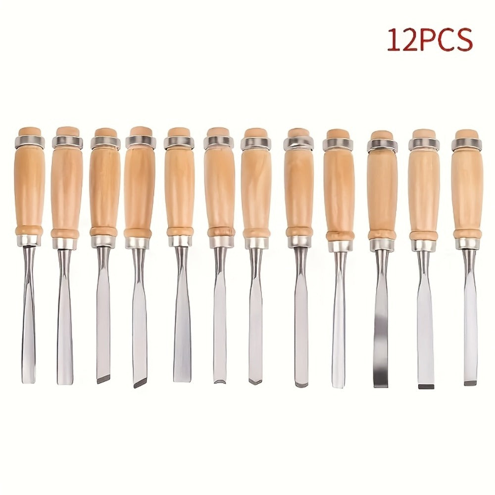 Wood Carving Chisel Set 12 & 24-Piece ¨C Professional Beech Wood Handle Woodworking Chisels, Detail Carving Hand Tools for Beginners & Experts, Ideal Woodworker Gift