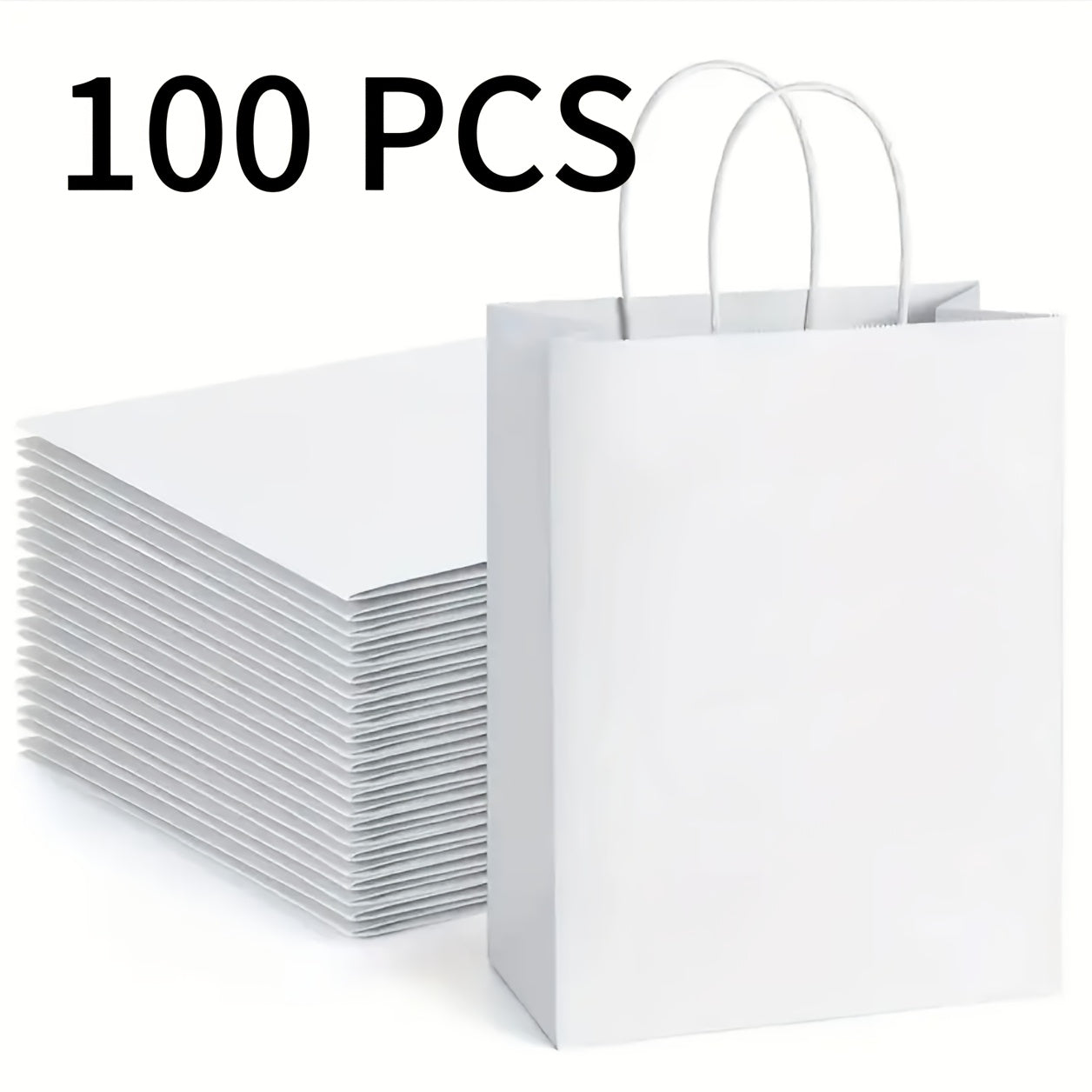 Paper Bags with Handles Bulk - Kraft Paper Gift Bags 25/75/100/300 Pcs, Black White Brown Reusable Shopping Bags for Small Business Retail, Birthday Party, Graduation, Easter Gift Wrapping Packaging