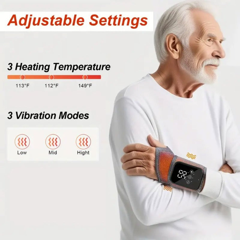 Heated Hand Massager Gloves ¨C Rechargeable Vibrating Wrist & Hand Protector with 3-Speed Heat Control, Warm Massage Gloves for Arthritis, Joint Pain & Winter Hand Care (Unisex)