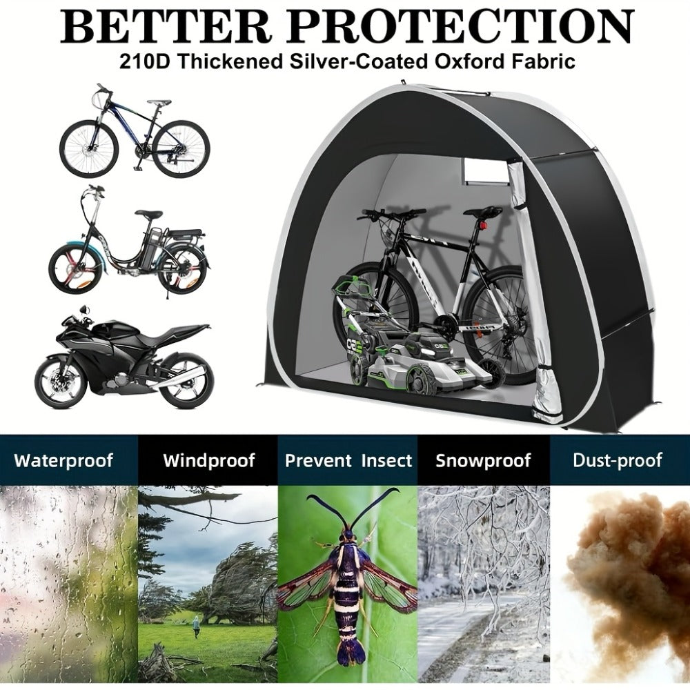 Bike Storage Shed Tent Outdoor Waterproof Bicycle Cover Shelter 210D Oxford PU4000 for 2-3 Bikes Lawn Mower Garden Tool Storage