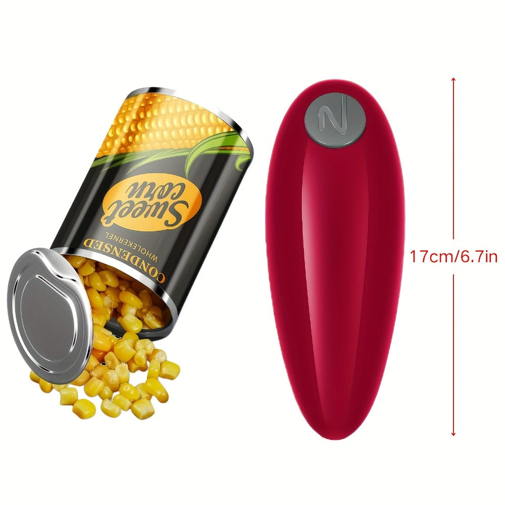 Electric Can Opener Cordless Battery Powered ¨C Smooth Edge Safety, Auto Shut-Off, ABS Material, Easy One-Touch Operation for Elderly, Arthritis & Disabled Hands, Kitchen & Camping