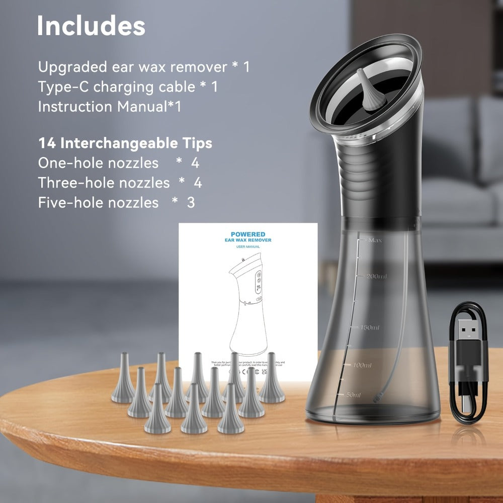 Electric Ear Cleaning System Professional Edition 3-Speed Hydraulic ¨C Visual Waste Tank, Ear Dryer, USB Charging, Dry Dirty Storage, Safe Home Ear Wax Removal Kit Christmas Gift
