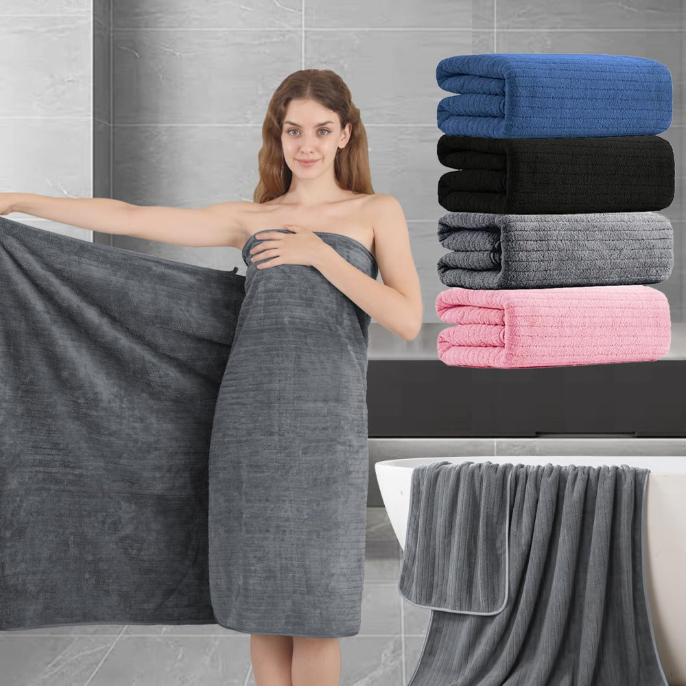 Extra Large Bath Sheet Set 4 Pack 35x70 Inch - Ultra Soft Fluffy Premium Microfiber Highly Absorbent Quick Dry Oversized Shower Towel | Grey Navy Blue Pink Black Multi | Bathroom Hotel Spa Gift