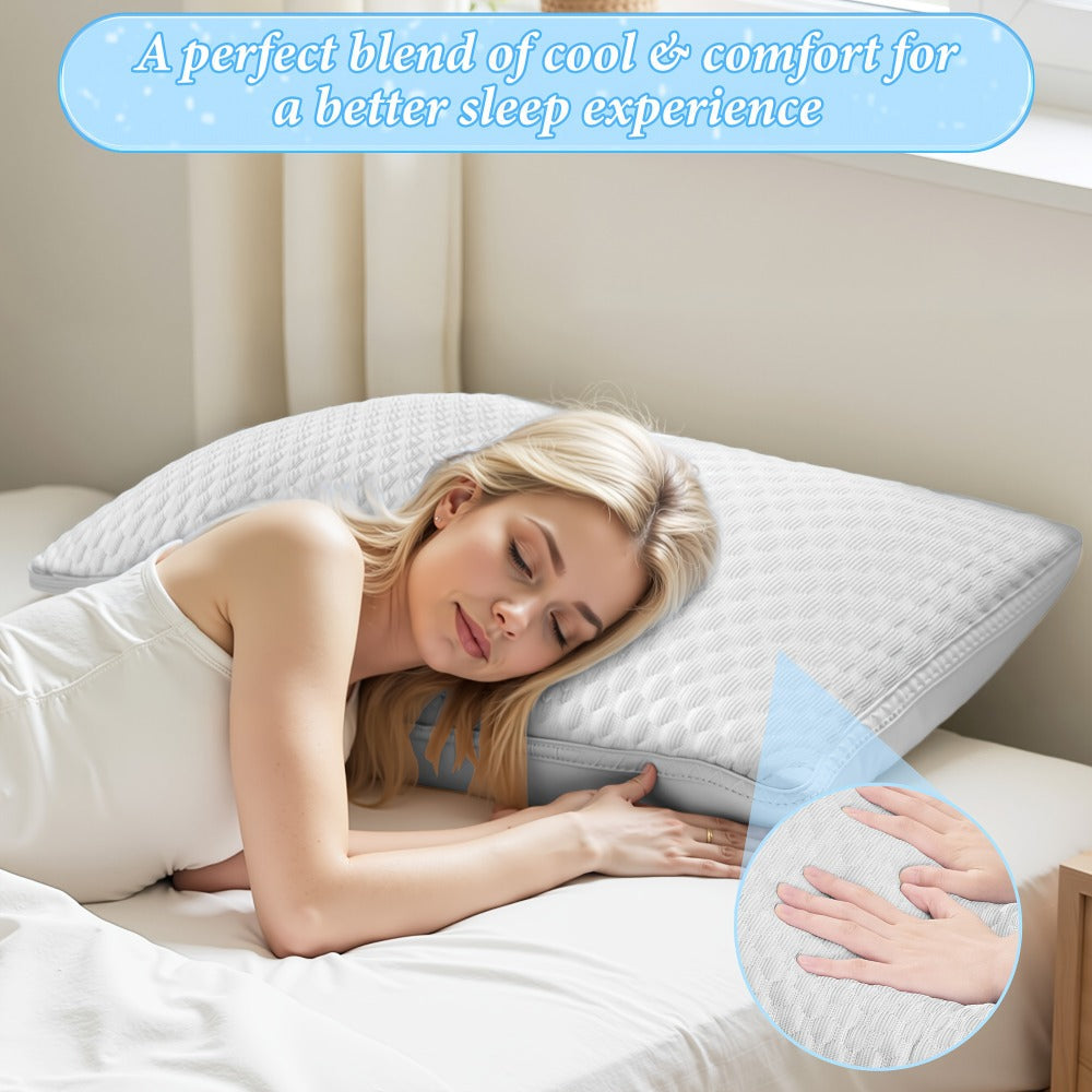 Bed Pillows 2 Pack for All Sleeping Positions, Premium Polyester Fill Pillow Set for Side Back Stomach Sleepers, Machine Washable Zipper Closure Pillows for Bedroom Dorm Guest Room, All-Season Comfort