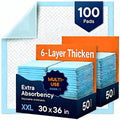 Disposable Bed Pads Extra Large 30x36 Inch ¨C 6-Layer Absorbent Leak-Proof Underpads for Adults, Seniors, Postpartum, Pets & Incontinence Care ¨C 50 or 100 Pack