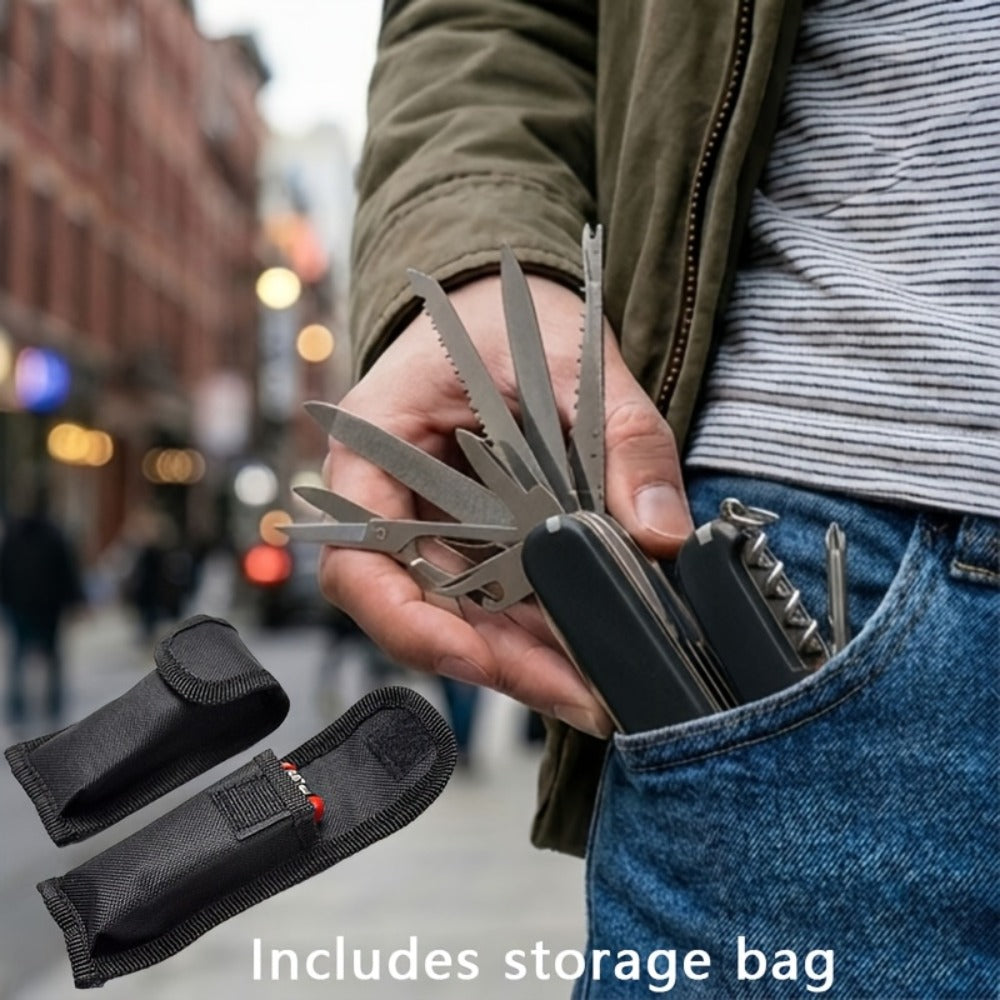 Multitool Pocket Knife 17-in-1 ¨C Includes Screwdriver, Pliers, Scissors, Bottle Opener & More, Portable Multi-Tool for Camping, Hiking, Emergencies & Everyday Carry, Gift for Men