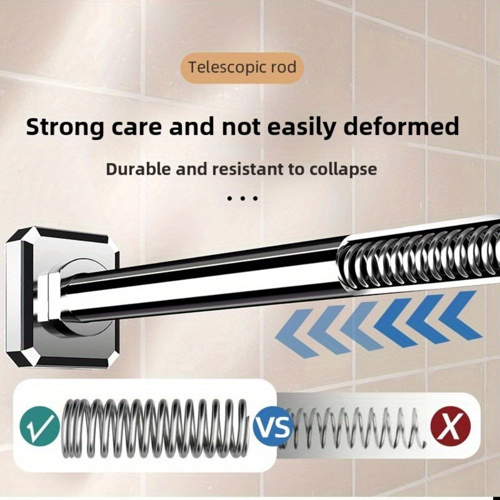 Tension Curtain Rod No Drill Telescopic Shower Bathroom Towel Rack Adjustable Hanging Rod Balcony Coat Hanger Drying Rod