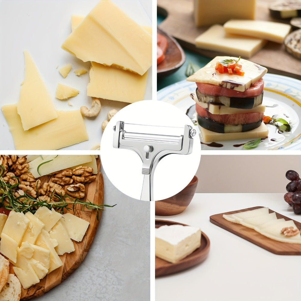 Cheese Slicer Adjustable Thickness 2-Pack, Stainless Steel Wire Cheese Cutter for Hard & Soft Cheese, Manual Kitchen Cheese Cutting Tool for Home Charcuterie Board Entertaining