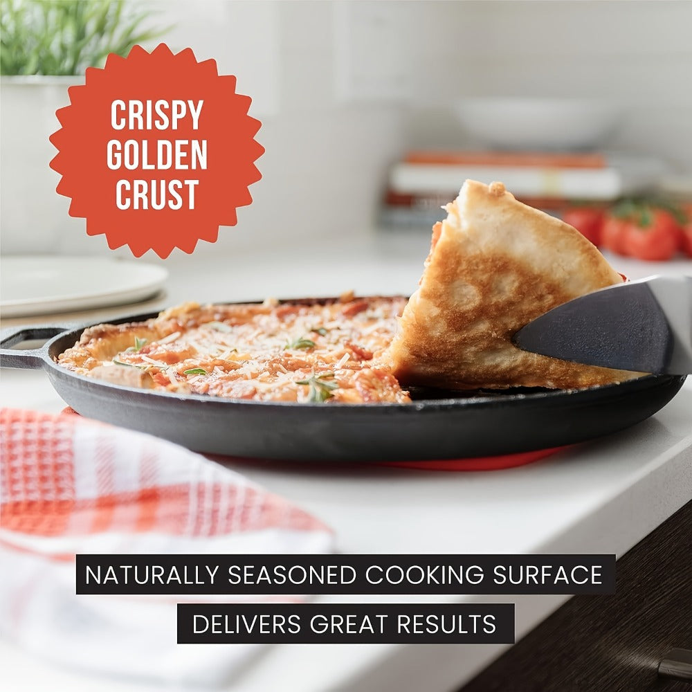 Cast Iron Skillet Non-Stick Pan for Pizza BBQ Pancakes - Heavy Duty Pre-Seasoned Cast Iron Pan Compatible with Gas Electric Induction Stovetops Oven Campfire - Home Kitchen Outdoor Cooking