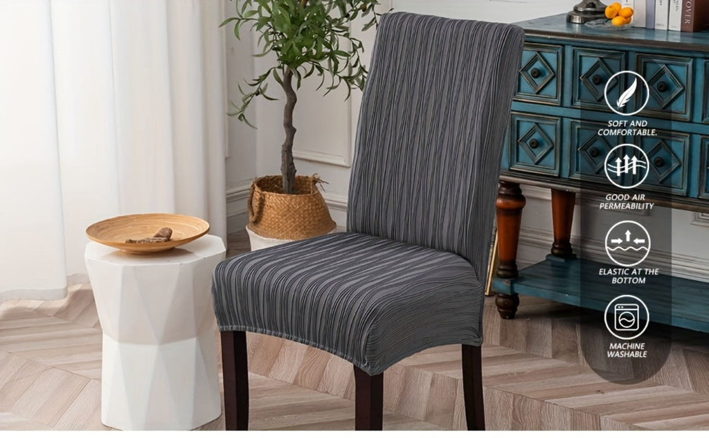 Dining Chair Covers Stretch Slipcovers Set of 4 or 6, Stain Resistant Removable Washable Chair Protector for Home Kitchen Restaurant Wedding, Spandex Jacquard Fabric, 7 Colors Available