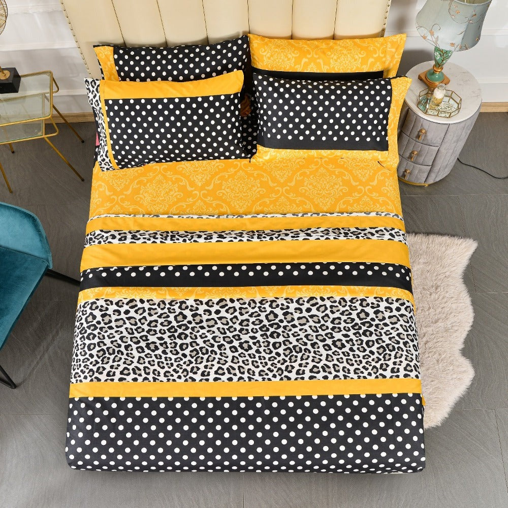 Microfiber Bed Sheet Set 4/6 Pcs ¨C Soft Breathable Patchwork Printed Bedding with Deep Pocket Fitted Sheet, Wrinkle-Resistant Easy Care ¨C Twin, Full, Queen, King Sizes Available