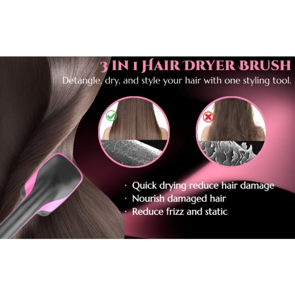 3-in-1 Hot Air Brush Hair Dryer Straightener Comb | Ionic Blow Dryer Brush with Negative Ion Frizz Control, Anti-Scald, Wet & Dry Use ¨C Salon Styler for All Hair Types, 110V
