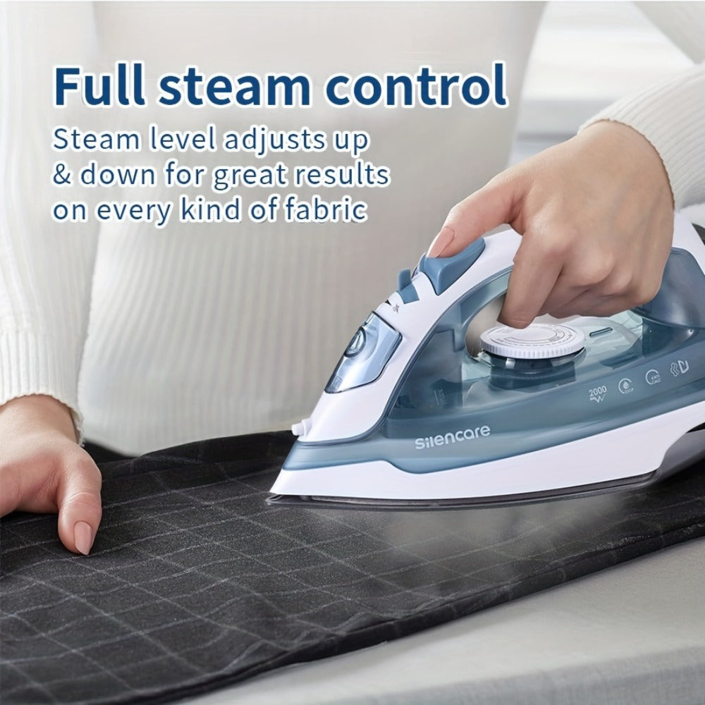 Clothes Steamer Non-Stick Soleplate Adjustable Thermostat Overheat Safety Protection 120V Portable Travel Steam Iron for Garment Wrinkle Removal Home Office Purple Grey