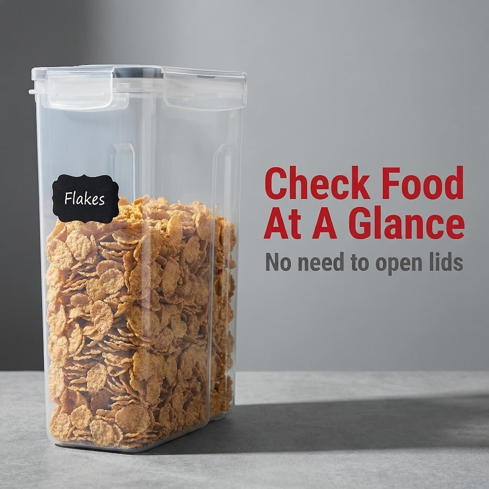 Airtight Food Storage Containers 4 Pack Extra Large 4L/135oz - BPA-Free Plastic Cereal Canisters with Pour Spout for Pantry Organization, Grain, Nuts, Flour & Rice Storage, Includes Labels & Marker