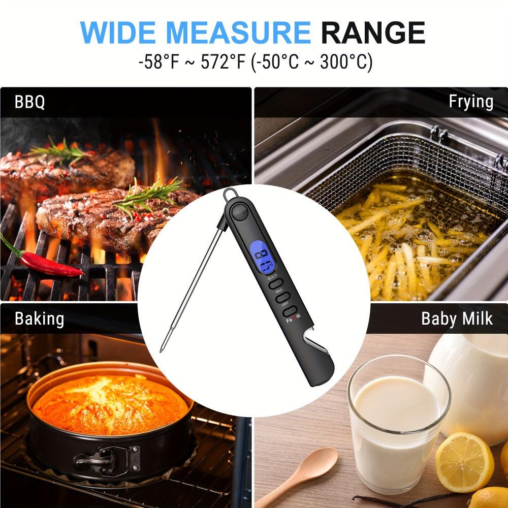 Digital Instant Read Meat Thermometer Foldable Probe Backlit Display Magnet for BBQ Grill Oven Smoker Baking Kitchen Food Thermometer Gift