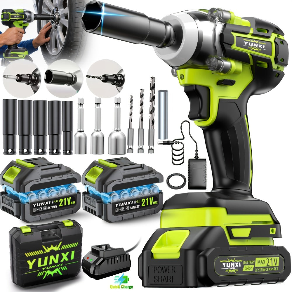 Cordless Impact Wrench Brushless Motor 3-in-1 High Torque ¨C Rechargeable Battery, Lightweight Design, Variable Speed, for Car Repair, Auto Mechanic, Construction, Workshop & Household Maintenance ¨C Multiple Battery & Accessory Configurations