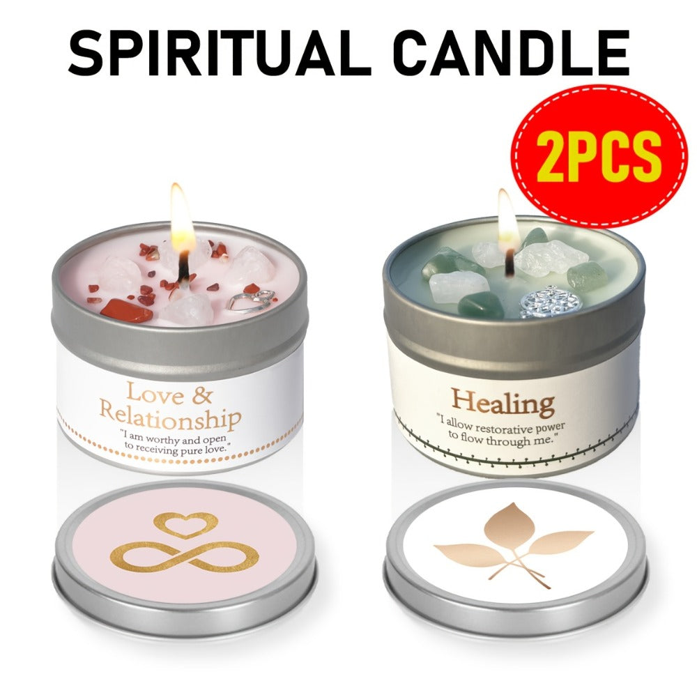 Manifestation Candles Scented Soy Wax with Crystal & Guidance Card for Meditation Yoga Focus | Law of Attraction Abundance Candle | Christmas Birthday Gift for Women