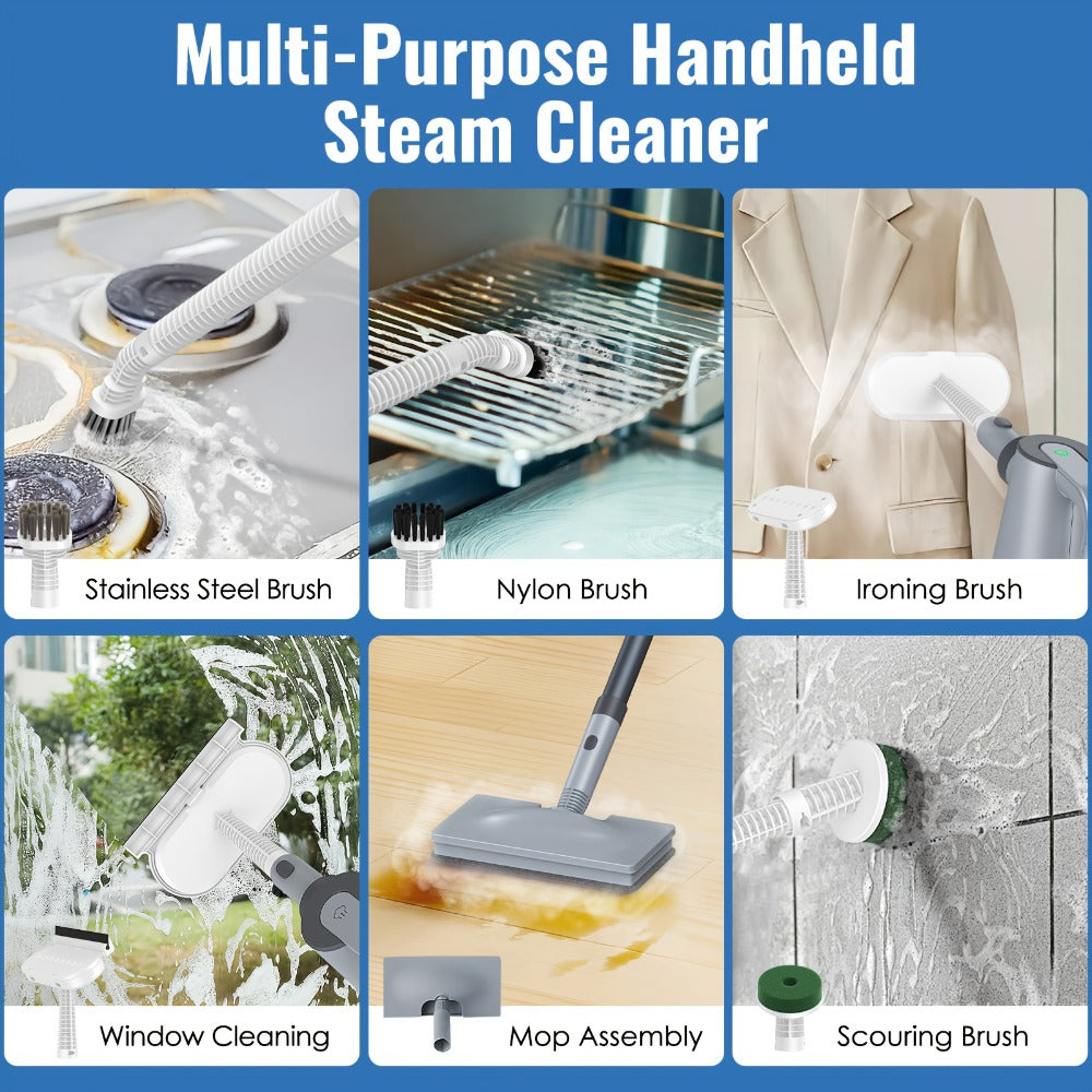 Steam Mop with Detachable Handheld Steam Cleaner 10-in-1 Multi-Purpose Attachments - 2 Pads, Carpet Cleaner for Home, Tiles, Grout, Windows, Kitchen & Bath, Powerful Floor & Sofa Steamer, 4 Colors