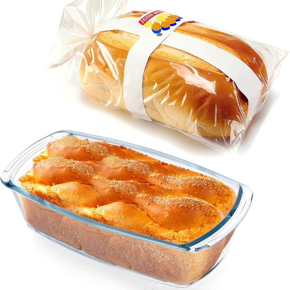 Glass Loaf Pan Set with Lids, 4pcs Stackable 1.9 QT Bread Baking Dish with Airtight Lid, Oven Microwave Dishwasher Safe Glass Food Storage Container for Bread, Cake, Meal Prep