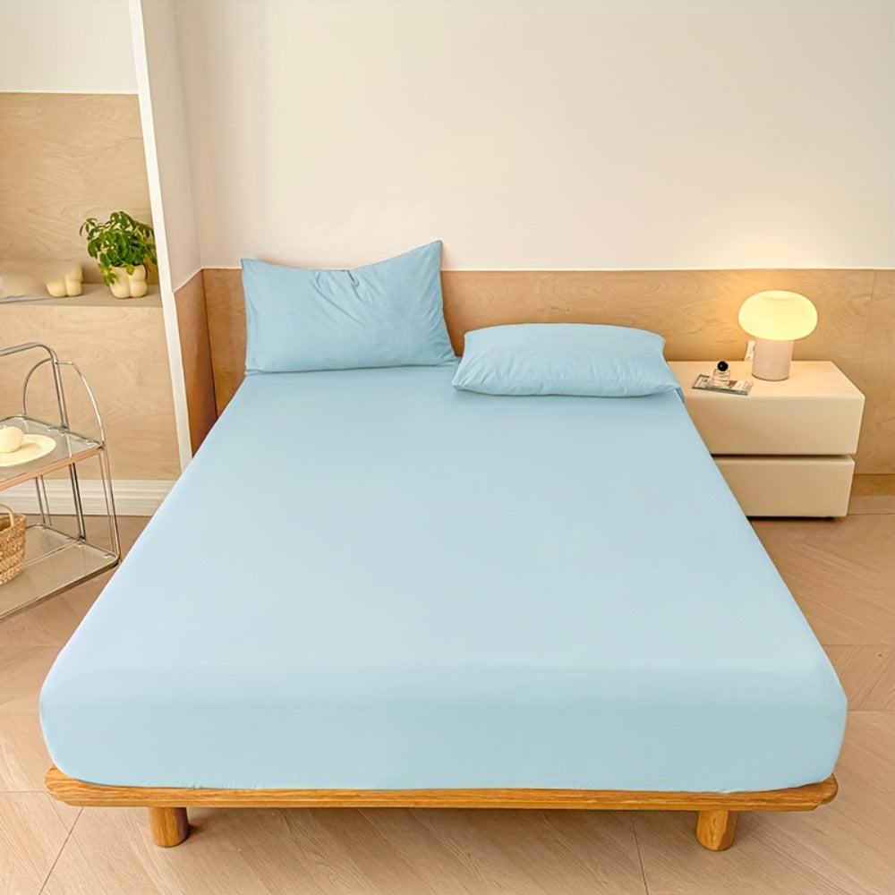 Fitted Sheet Set 3pcs with 2 Pillowcases | Soft Solid Color Bed Sheets Twin Full Queen King