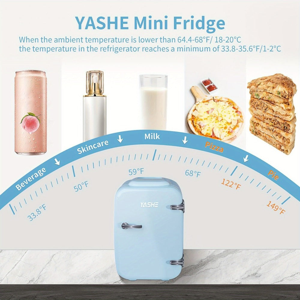 Mini Fridge 4 Liter 6 Cans - Thermoelectric Cooler and Warmer, 110V AC & 12V DC Portable Small Refrigerator for Bedroom, Office, Dorm, Car & Camping, Quiet 25dB Personal Mini Fridge 6 Colors