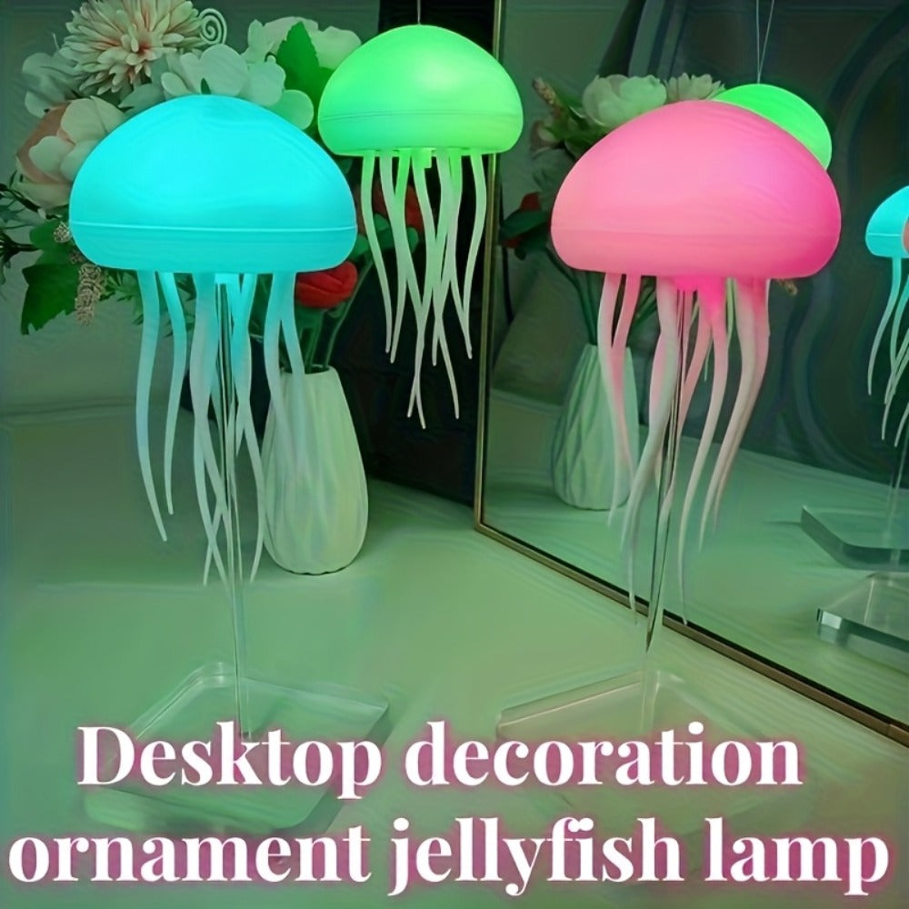 Jellyfish Night Light USB LED Table Lamp - Touch Control Gradient Color Changing Fantasy Desk Light for Bedroom Kids Room Party Decor Aesthetic Room Decoration