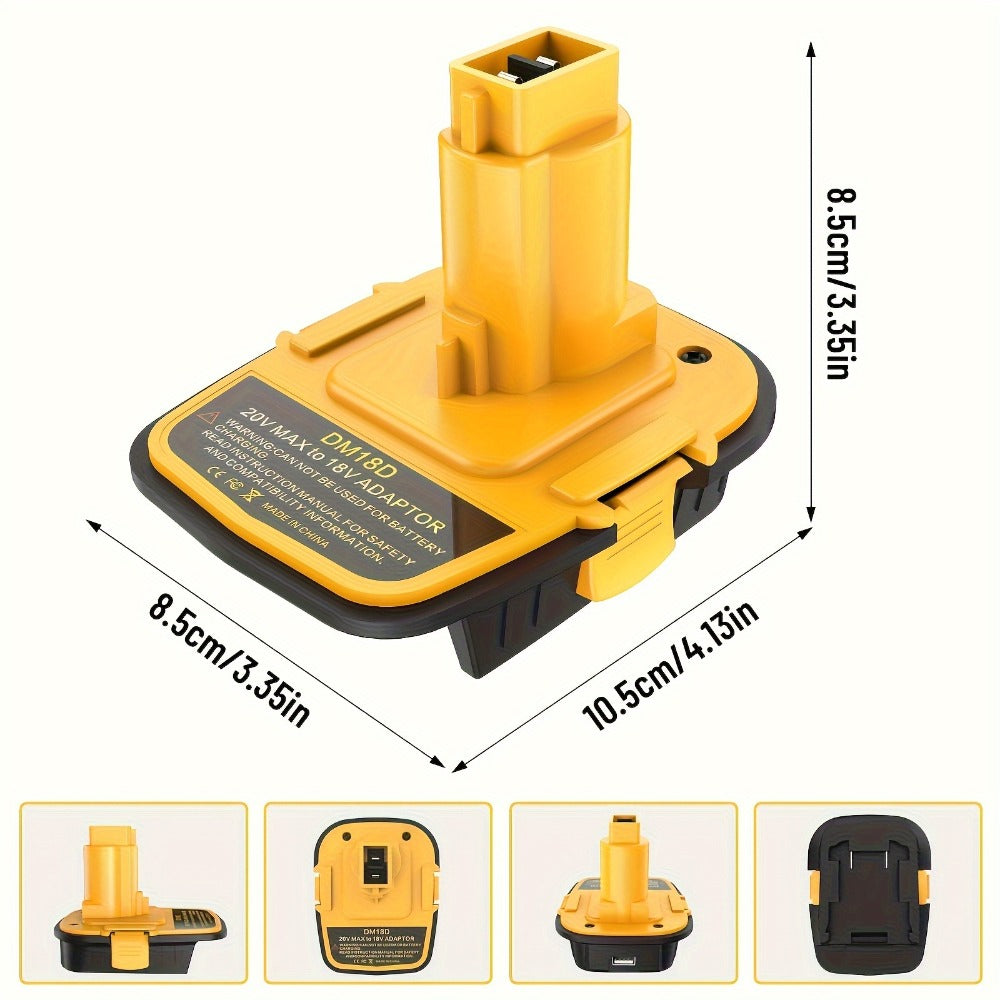 Battery Adapter DM18D DeWalt 18V to 20V Converter with USB Port Compatible with DeWalt 20V & Milwaukee 18V Li-Ion Batteries for DeWalt 18V Cordless Tools 3 Pack