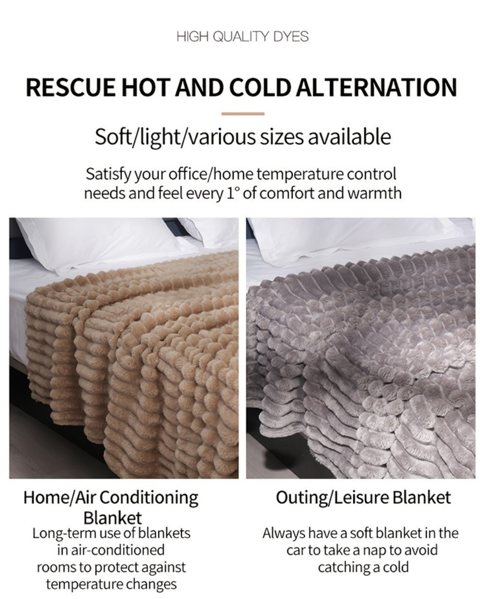 500gsm Heavy Plush Blanket ¨C Ultra Thick Soft Warm Fluffy Blanket for Bed, Sofa & Travel, Baby to Double Size, 5 Colors