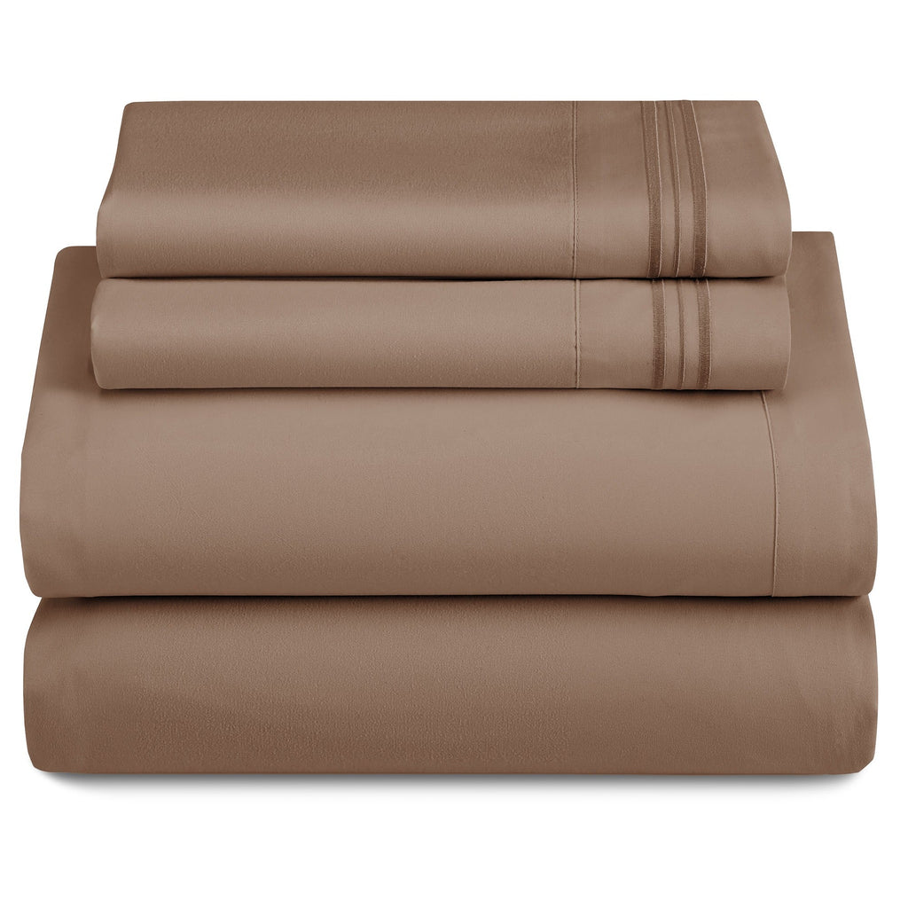 Bed Sheets Set 4-Piece Microfiber 1800 Series Deep Pocket Fitted Sheet Flat Sheet Pillowcases Soft Breathable Wrinkle Fade Resistant Twin Full Queen King Cal King 20 Colors