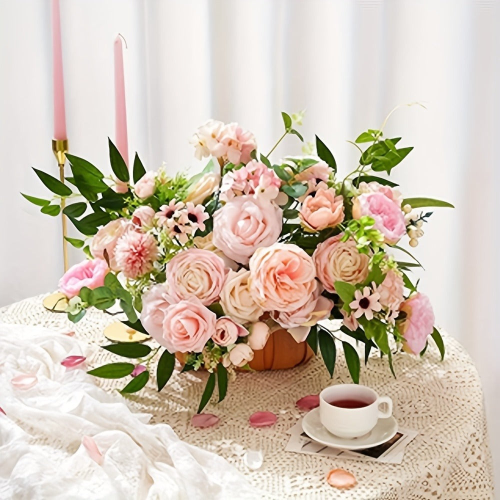 Artificial Flowers Combo Box Set ¨C Pink & White Fake Roses for Bridal Bouquets, DIY Centerpieces, Wedding & Party Decoration Arrangements