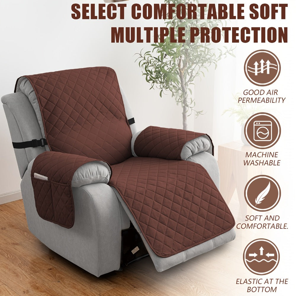 Chenille Knit Recliner Chair Cover Non-Slip Elastic Straps Drawstring Closure Pet Furniture Protector for Large Recliner 8 Colors